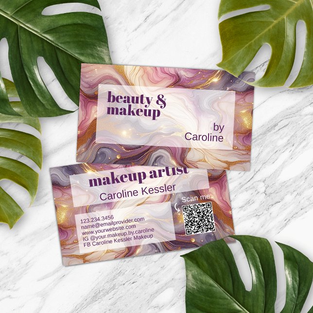 Dunkelrosa Violet Lila Goldmarmor Kunstmuster Visitenkarte (Von Creator hochgeladen)
