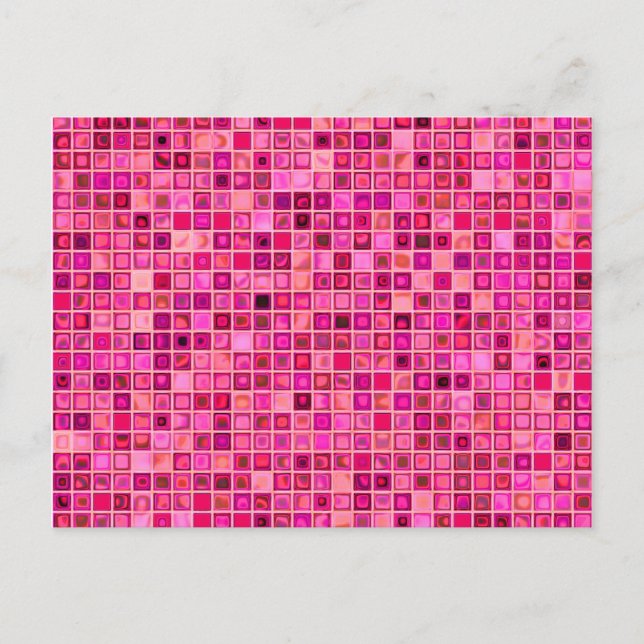 dunkelrosa "Watery"-Mosaikfliesen Postkarte (Vorderseite)