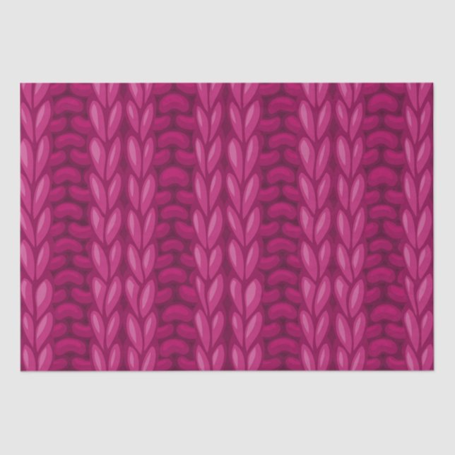 Dunkelrosa Winter Knittermuster Seidenpapier (Vorderseite)
