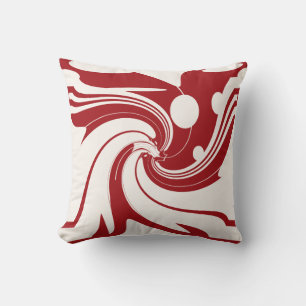 Dunkelrot auf Off-White Swirling Moderne Kunst Abs Kissen