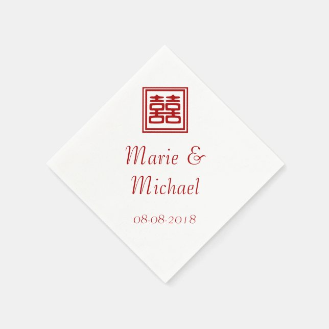 Dunkelrot Doppelglücklich - Platz Serviette (Ecke)