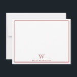 Dunkelrot-Doppelgrenzenklassiker Monogramm Mitteilungskarte<br><div class="desc">Dieses Design weist eine dünne Doppelgrenze mit Platz für ein Monogramm und Namen/Text am unteren Rand auf. Klicken Sie auf die Schaltfläche Anpassen, wenn Sie die Designelemente anpassen und/oder den Text weiter verändern möchten! Variationen dieses Designs, zusätzliche Farben sowie koordinierende Produkte sind in unserem Shop, zazzle.com/store/doodlelulu verfügbar. Kontaktieren Sie uns,...</div>