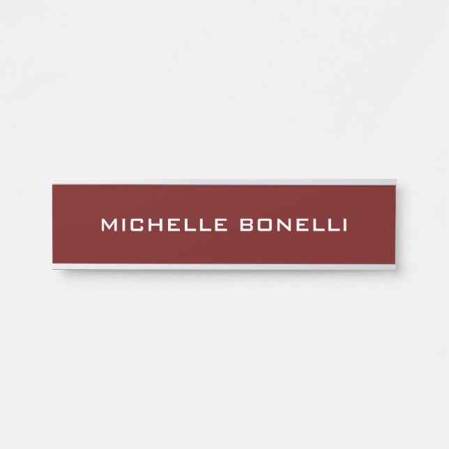 Dunkelrot Minimalistisch Schlicht modern Türschild (Vorderseite )