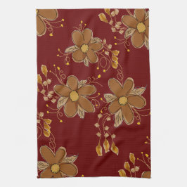 Dunkelrot mit brauner Blume Handtuch