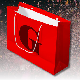 Dunkelrot Modernes Letter Monogram   Rot Große Geschenktüte