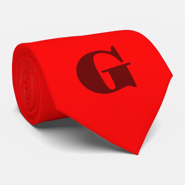 Dunkelrot Modernes Letter Monogram | Rot Krawatte (Gerollt)