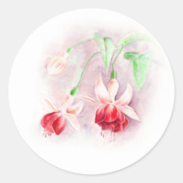 Dunkelrot & rosa Fuchsia Blume Hochzeitsaufkleber Runder Aufkleber