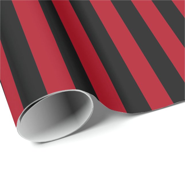Dunkelrot/schwarzer Streifen Geschenkpapier (Rolleneckpunkt)