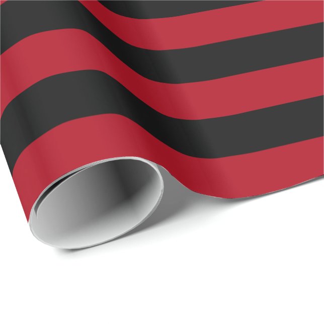 Dunkelrot/schwarzer Streifen Geschenkpapier (Rolleneckpunkt)