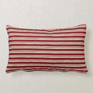 Dunkelrot und Creme Candy Cane Streifen Lendenkissen