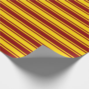 Dunkelrot und gelb Streifen/Linienmuster Geschenkpapier