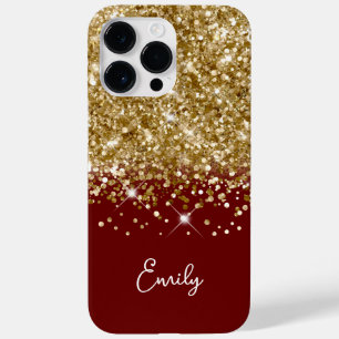 Dunkelrot und Gold Glitzer Glam Case-Mate iPhone 14 Pro Max Hülle