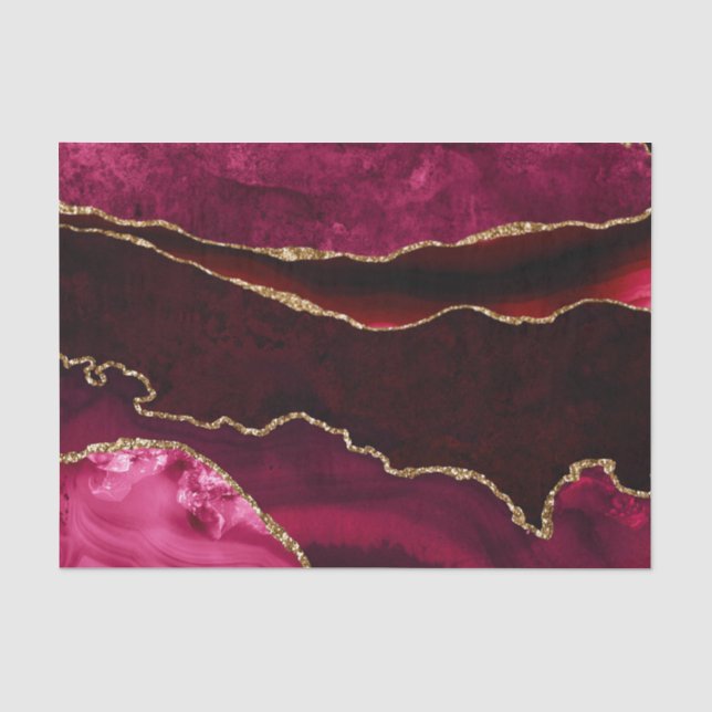 Dunkelrot und Gold Glitzer Marmorsäle Agate Seidenpapier (Vorderseite)
