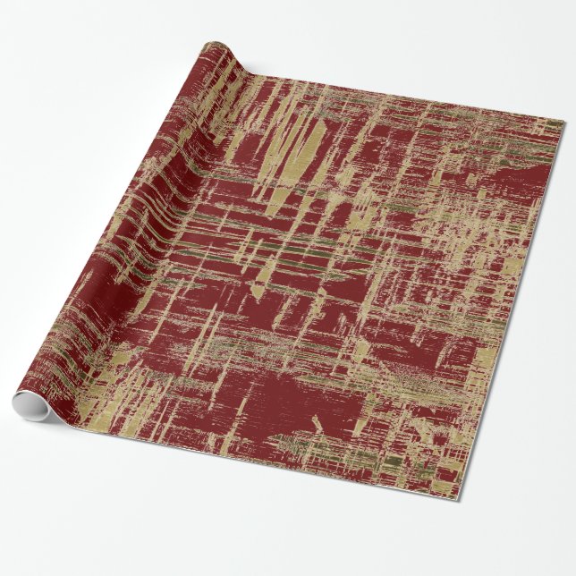 Dunkelrot und Gold Moderne Kunst Geschenkpapier (Ungerollt)