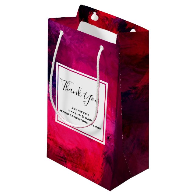 Dunkelrot und Lila kühl Moderne Abstrakt Danke Kleine Geschenktüte (Vorderseite Schrägansicht)