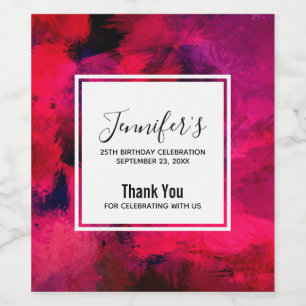 Dunkelrot und Lila kühl Moderner Abstrakter Geburt Weinetikett