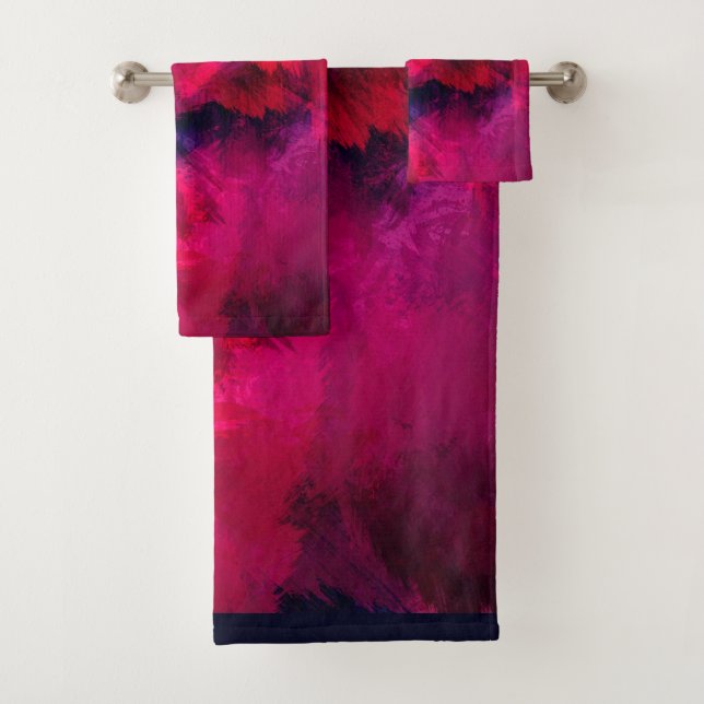 Dunkelrot und Lila kühl und modern Abstrakt Badhandtuch Set (Insitu)