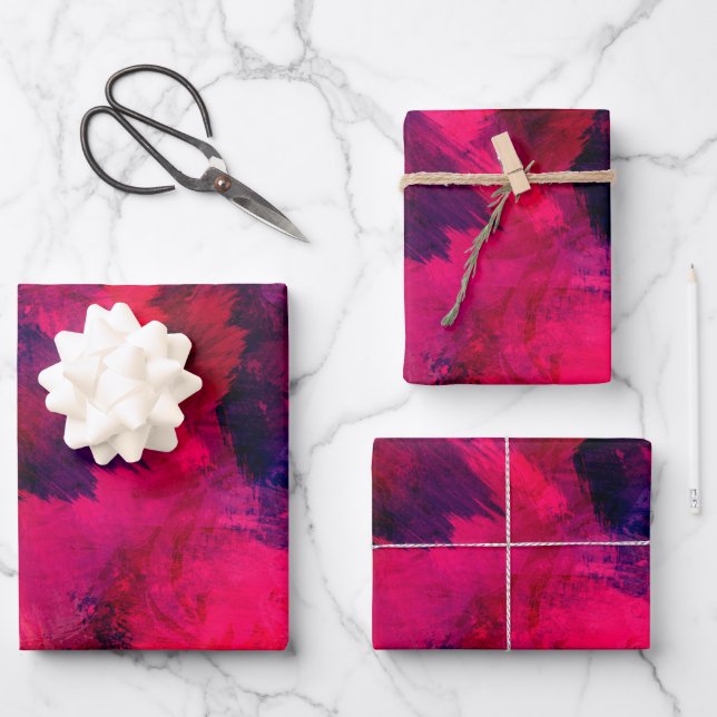 Dunkelrot und Lila kühl und modern Abstrakt Geschenkpapier Set (Vorderseite)