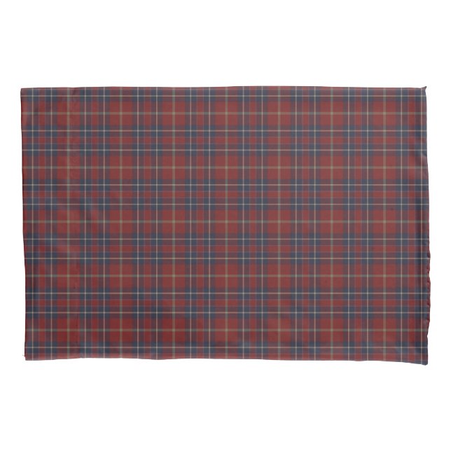 Dunkelrot und Navy Blau Rustikal Kariert Kissenbezug (Vorderseite)