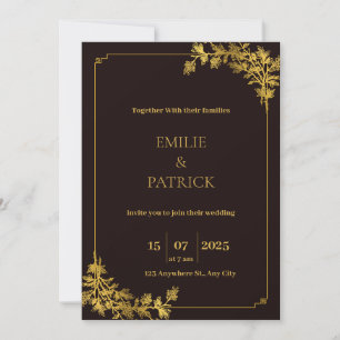 Dunkelrot und orange ästhetische Hochzeitseinladun Einladung