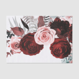 Dunkelrot und rosa Blumengrün Weiße Hochzeit Seidenpapier