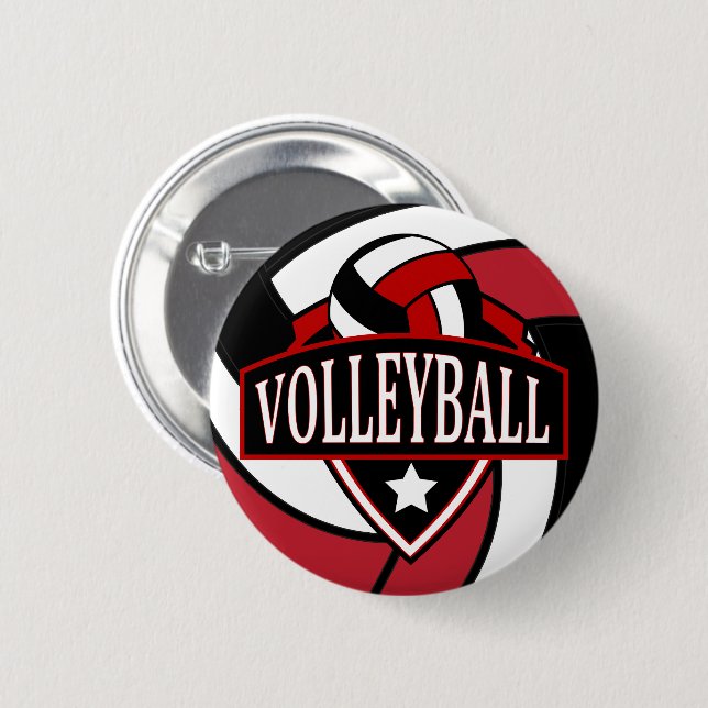 Dunkelrot und Schwarz-Volleyball-Logo Button (Vorne & Hinten)