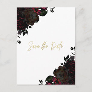 Dunkelrot und schwarze florale gothicsche 'Save th Ankündigungspostkarte