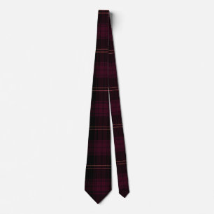 Dunkelrot und Schwarzer Tartan Kariert mit Orange Krawatte