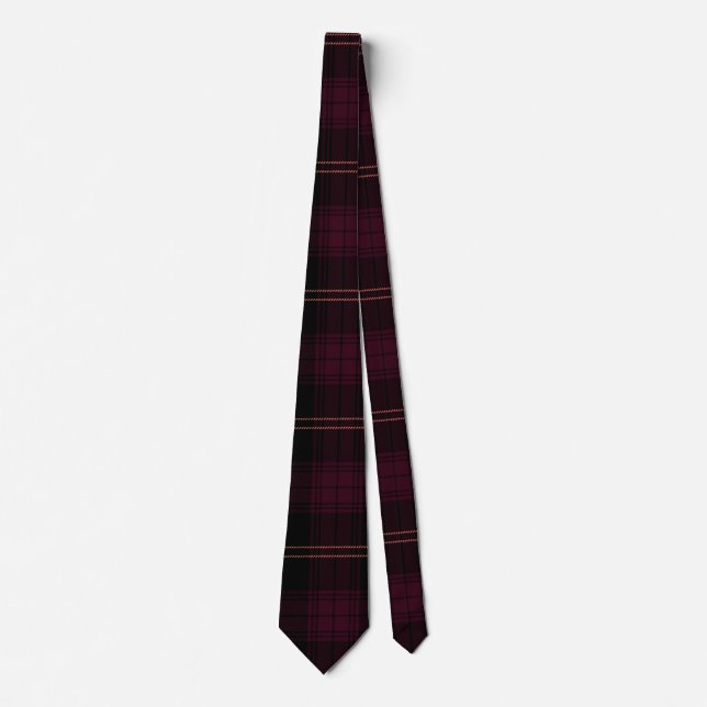 Dunkelrot und Schwarzer Tartan Kariert mit Orange Krawatte (Vorderseite)