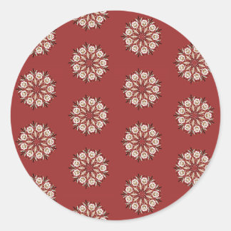 Dunkelrot und weiß Norwegisch Rosemaling floral Runder Aufkleber