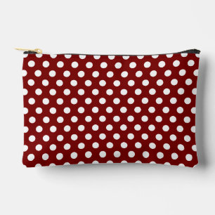 Dunkelrot Weißer Polka Punkte Retromuster Zubehörtasche