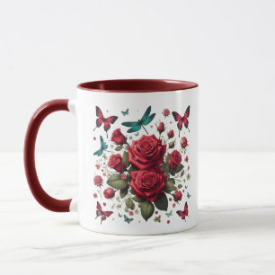 Dunkelrote akzentuierte Kaffeetasse