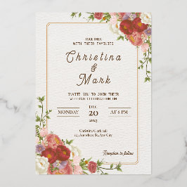 Dunkelrote Blume. Floral Simple Wedding Folieneinladung