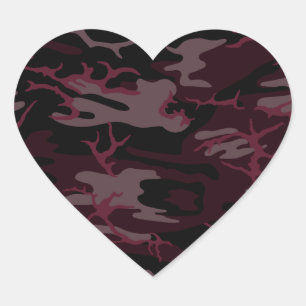 Dunkelrote Camouflage Herz-Aufkleber