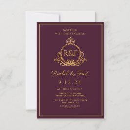 Dunkelrote Elegant Goldene Kalligrafie Hochzeit