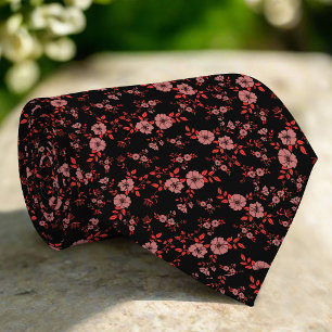 Dunkelrote elegante kleine Blumenmuster-Hochzeit Krawatte