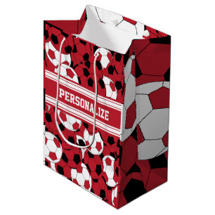 Dunkelrote Fußball-Collage Mittlere Geschenktüte