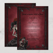 Dunkelrote gotische Halloween-Hochzeitseinladung