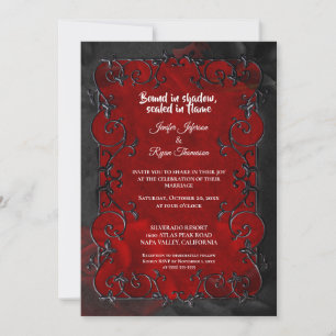 Dunkelrote gotische Halloween-Hochzeitseinladung Einladung
