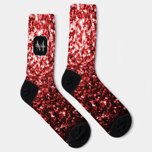 Dunkelrote Imitate Glitzer Glitzern Glamour Monogr Socken