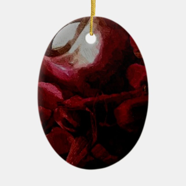 dunkelrote Kerzenleuchte Keramik Ornament (Vorne)