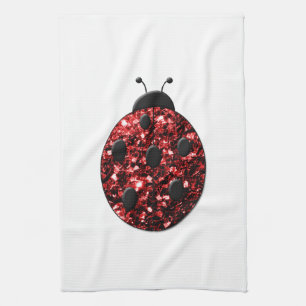 Dunkelrote Ladybug-Imitate Glitzer Glitzern Handtuch