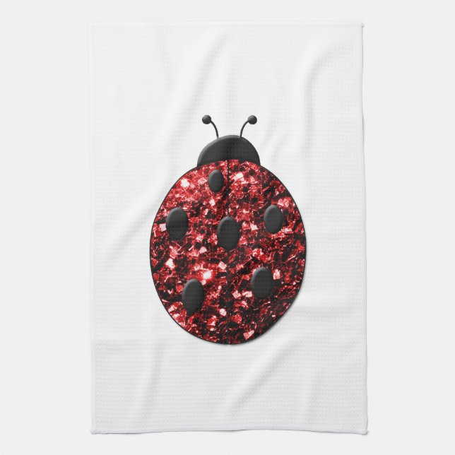 Dunkelrote Ladybug-Imitate Glitzer Glitzern Handtuch (Vertikal)