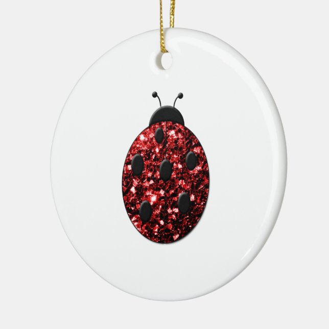 Dunkelrote Ladybug-Imitate Glitzer Glitzern Keramik Ornament (Links)