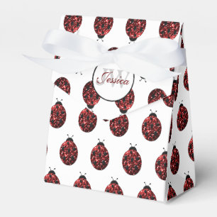 Dunkelrote Ladybug-Imitate Glitzer-Glitzern Monogr Geschenkschachtel