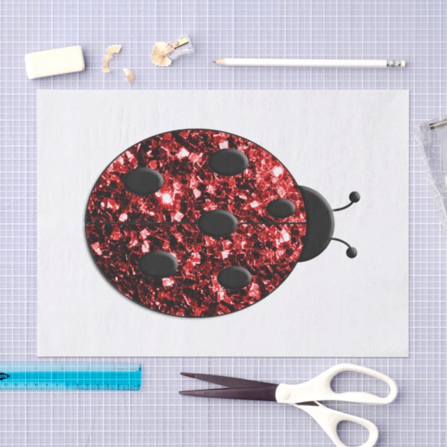 Dunkelrote Ladybug-Imitate Glitzer Glitzern Seidenpapier (Handwerk)