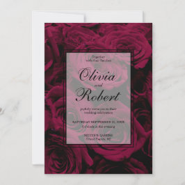 Dunkelrote magenta burgundy-Rose Einladung