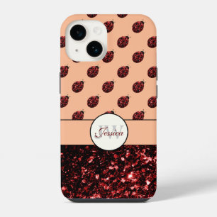 Dunkelrote Marienkäfer Glitter Funken Pfirsich Mon iPhone 14 Hülle