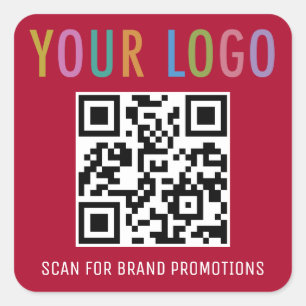 Dunkelrote QR-Code-Aufkleber Geschäft-Logo Quadrat Quadratischer Aufkleber