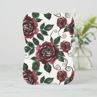 Dunkelrote Rosen Florale Flachmenükarte Menükarte